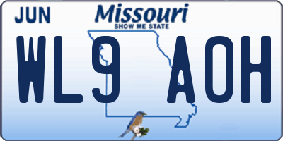 MO license plate WL9A0H