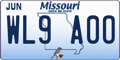 MO license plate WL9A0O