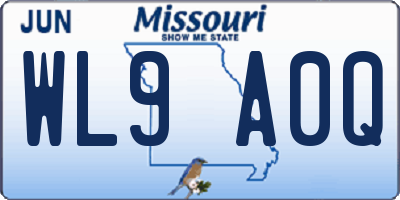 MO license plate WL9A0Q
