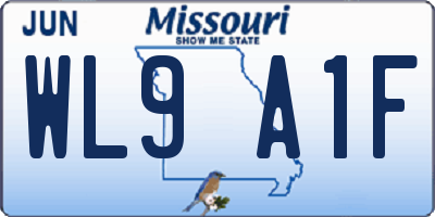 MO license plate WL9A1F