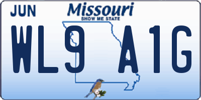 MO license plate WL9A1G