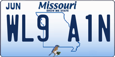 MO license plate WL9A1N