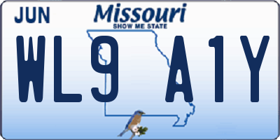 MO license plate WL9A1Y