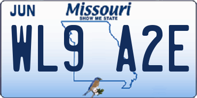 MO license plate WL9A2E