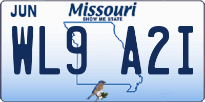 MO license plate WL9A2I