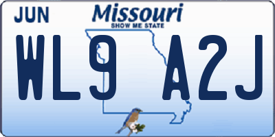 MO license plate WL9A2J