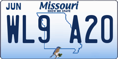 MO license plate WL9A2O