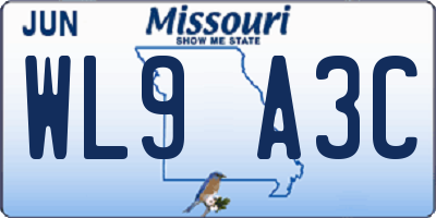 MO license plate WL9A3C