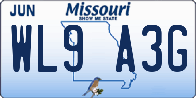 MO license plate WL9A3G