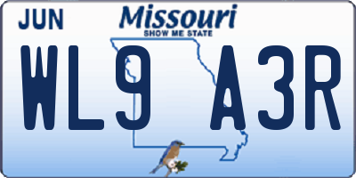 MO license plate WL9A3R