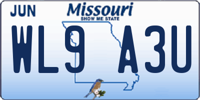 MO license plate WL9A3U