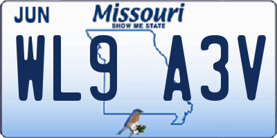 MO license plate WL9A3V