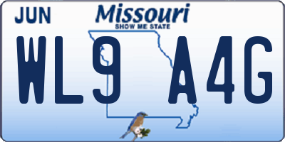 MO license plate WL9A4G