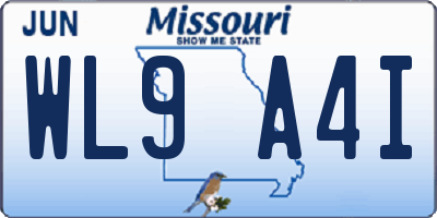 MO license plate WL9A4I