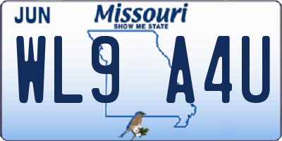 MO license plate WL9A4U