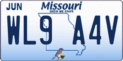 MO license plate WL9A4V