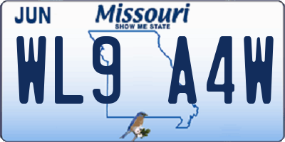 MO license plate WL9A4W