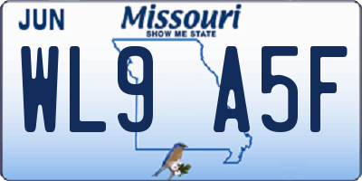 MO license plate WL9A5F