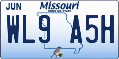 MO license plate WL9A5H
