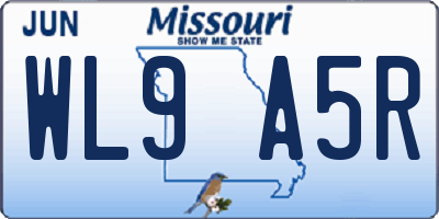 MO license plate WL9A5R