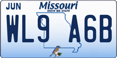 MO license plate WL9A6B