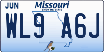 MO license plate WL9A6J