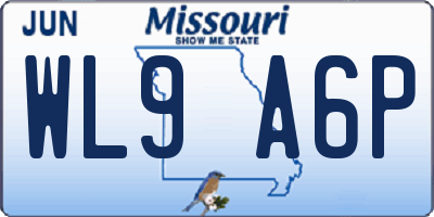 MO license plate WL9A6P
