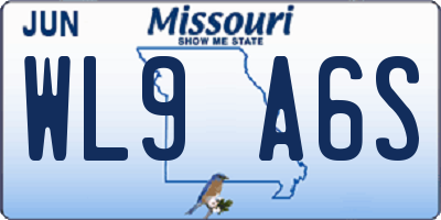MO license plate WL9A6S