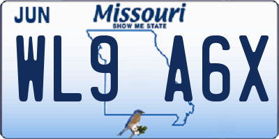 MO license plate WL9A6X