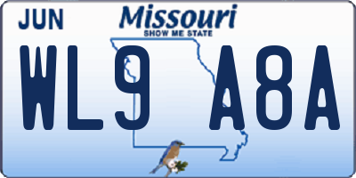 MO license plate WL9A8A