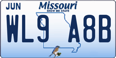 MO license plate WL9A8B