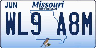 MO license plate WL9A8M