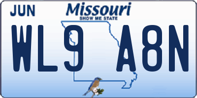 MO license plate WL9A8N