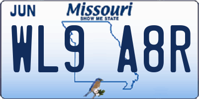 MO license plate WL9A8R
