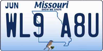 MO license plate WL9A8U