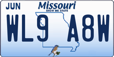 MO license plate WL9A8W