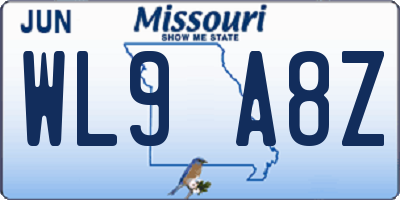 MO license plate WL9A8Z
