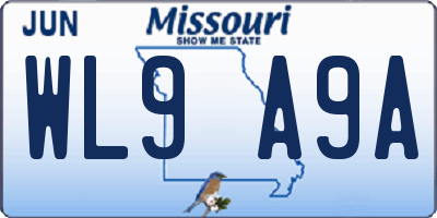 MO license plate WL9A9A