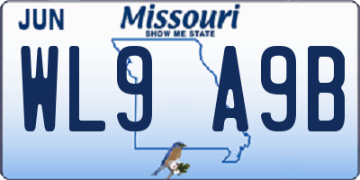 MO license plate WL9A9B