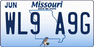 MO license plate WL9A9G