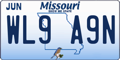 MO license plate WL9A9N