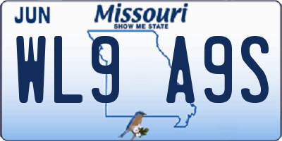 MO license plate WL9A9S