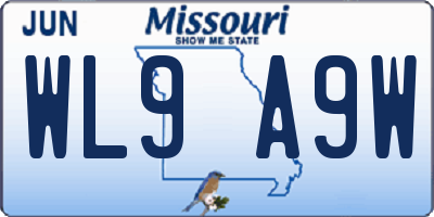 MO license plate WL9A9W