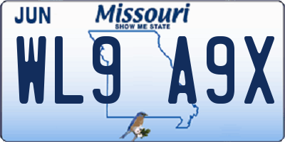 MO license plate WL9A9X