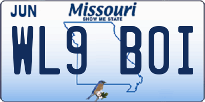 MO license plate WL9B0I