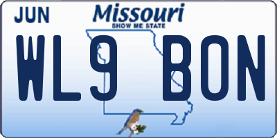 MO license plate WL9B0N
