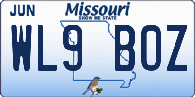 MO license plate WL9B0Z