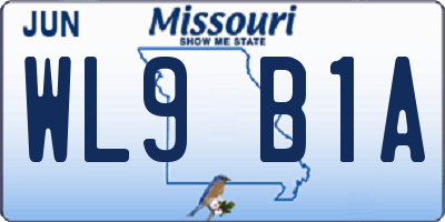 MO license plate WL9B1A