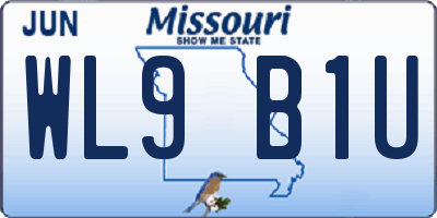 MO license plate WL9B1U
