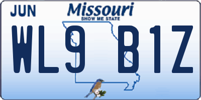 MO license plate WL9B1Z